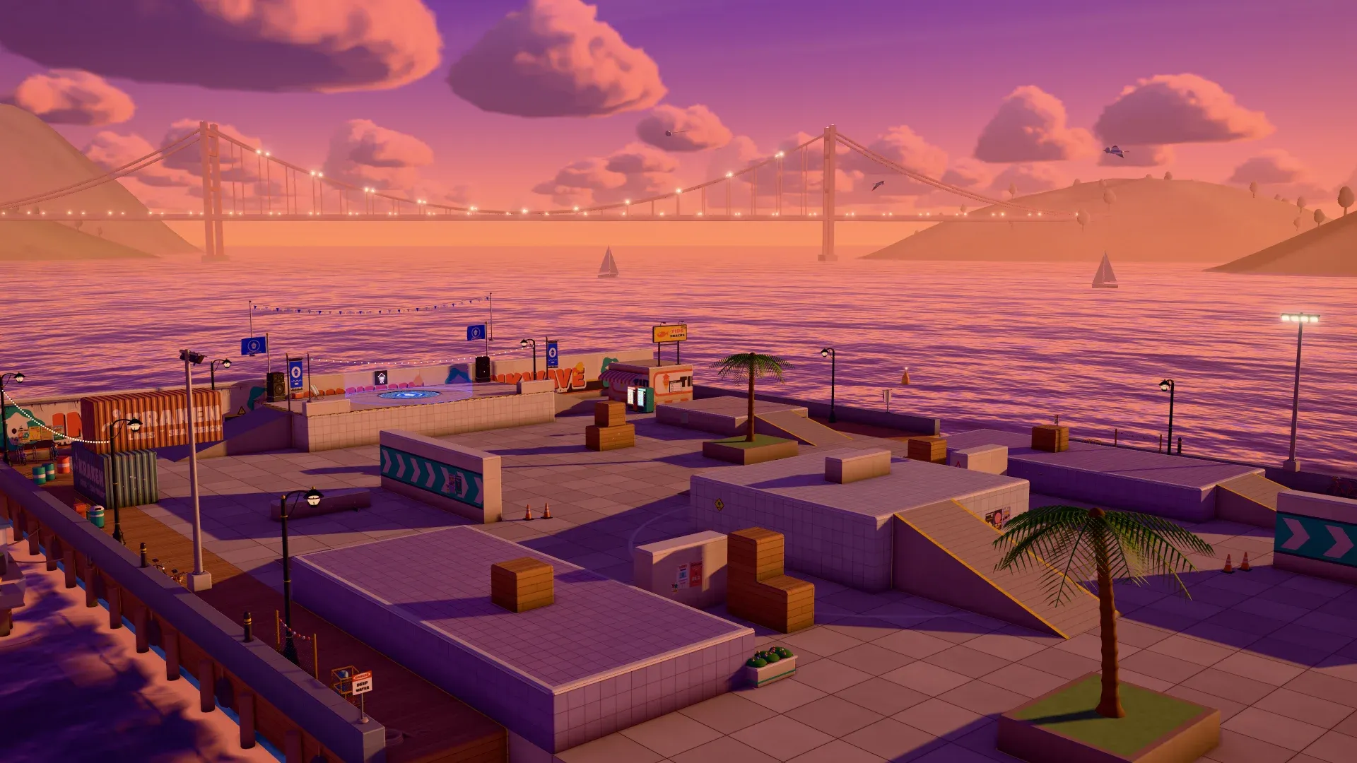 Tidewater Plaza at dusk